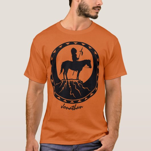 Native American Warrior te paard T-shirt (Voorkant)