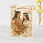 Native American Wedding Gefeliciteerd Kaart (Gele Bloem)