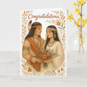 Native American Wedding Gefeliciteerd Kaart (Gele Bloem)