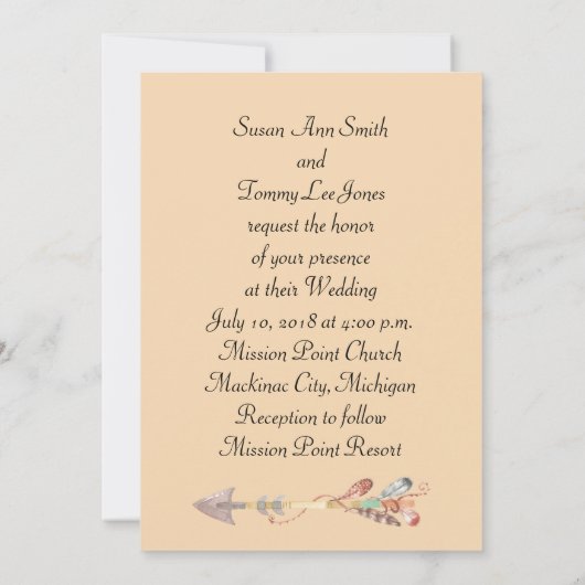 Native American Wedding Invitation Kaart (Achterkant)