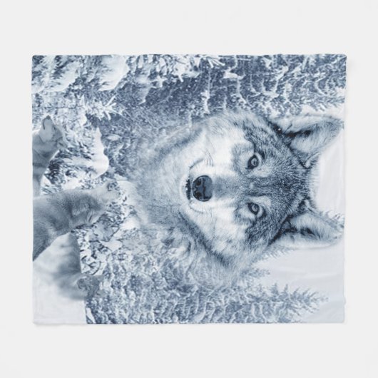 Native American White Wolf Fleece Deken (Voorkant (Horizontaal))