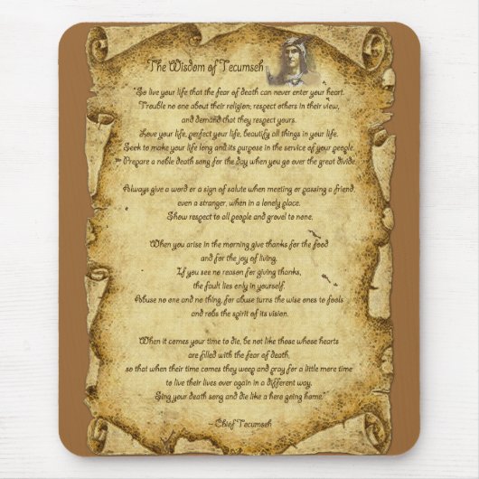 Native American Wisdom Chief Tecumseh Muismat (Voorkant)