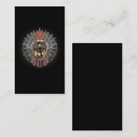 Native American Wolf Art Visitekaartje (Voorkant / Achterkant)