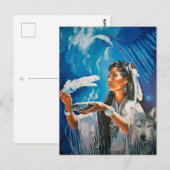 Native American Wolf Briefkaart schilderij van Fre (Voorkant / Achterkant)