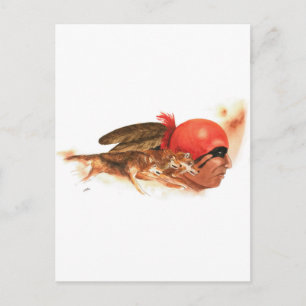 Native American Wolf Clan Cherokee Indian Warrior Briefkaart