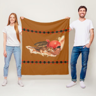 Native American Wolf Clan Cherokee Indian Warrior Fleece Deken