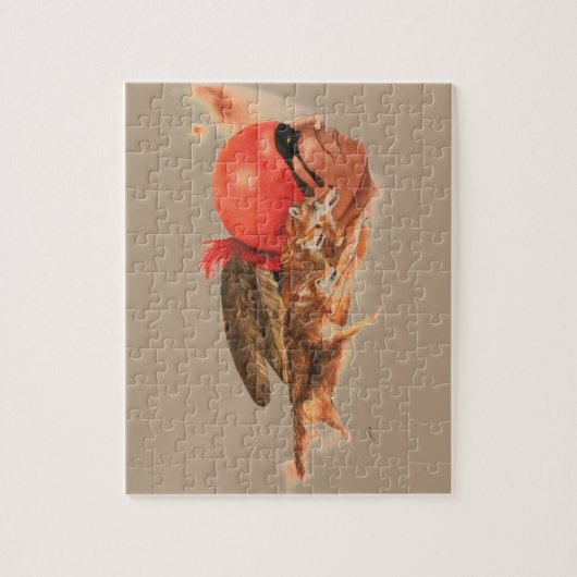 Native American Wolf Clan Cherokee Indian Warrior Legpuzzel (Verticaal)