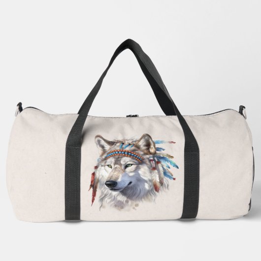 Native American Wolf Duffel Bag Plunjezak (Voorkant)