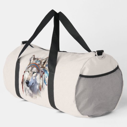 Native American Wolf Duffel Bag Plunjezak (Rechterhoek)