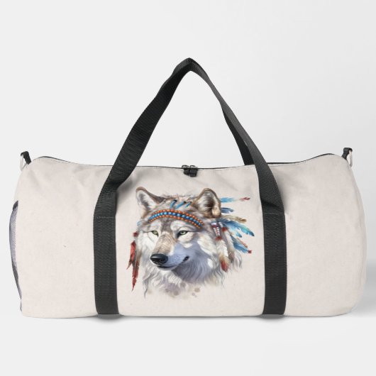 Native American Wolf Duffel Bag Plunjezak (Achterkant)