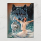 Native American, Wolf en Dreamweaver Briefkaart (Voorkant)