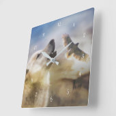 Native American Wolf en Red Tail Hawk Vierkante Klok (Hoek)