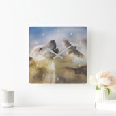 Native American Wolf en Red Tail Hawk Vierkante Klok (Huis)