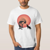 Native American Wolf Moon Kokopelli T-Shirt (Voorkant)