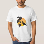 Native American Wolf Moon Kokopelli T-Shirt (Voorkant)