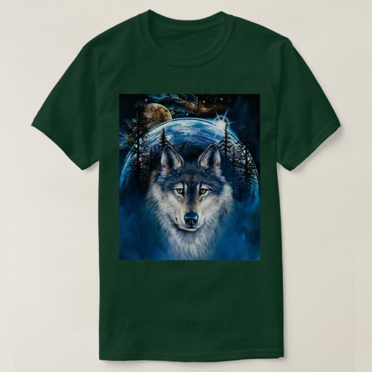 Native American Wolf Night T-shirt (Design voorkant)