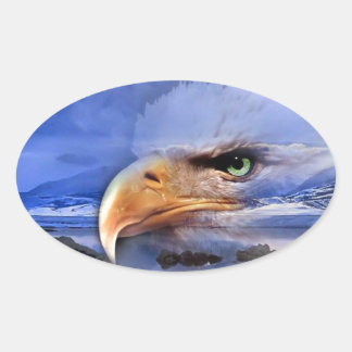 NATIVE AMERICAN / WOLF SPIRIT ART OVALE STICKER