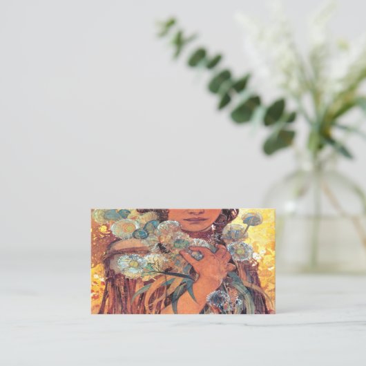 Native American Woman - Alphonse Mucha Visitekaartje (Staand voorkant)