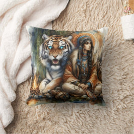 Native American Woman beroemd gemaakt door River T Kussen