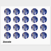 Native American Woman & Blue Wolf Design Ronde Sticker (Vel)
