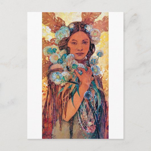 Native American Woman, Mucha Briefkaart (Voorkant)