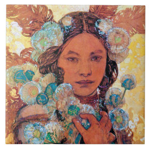 Native American Woman, Mucha Tegeltje