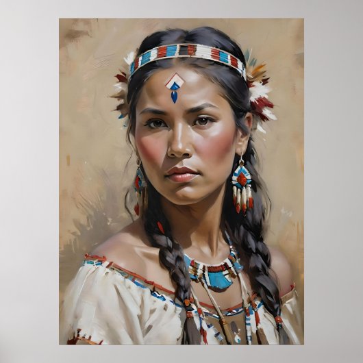 Native American Woman Portrait Poster (Voorkant)