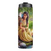 Native American Woman Sunset, Riverside Reverie Thermosbeker (Voorkant)