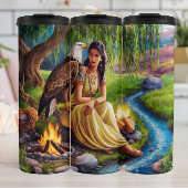 Native American Woman Sunset, Riverside Reverie Thermosbeker
