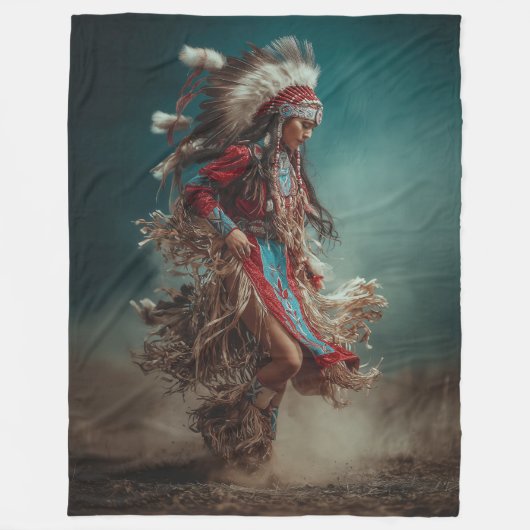 Native American Woman Throw Blanket Fleece Deken (Voorkant)