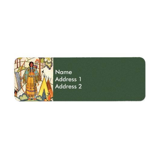  Native American Woman Village Forest Etiket (Voorkant)