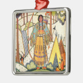  Native American Woman Village Forest Metalen Ornament (Links)