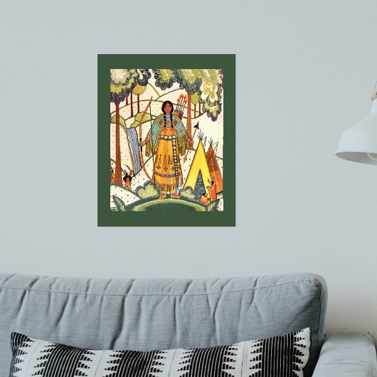  Native American Woman Village Forest Poster
