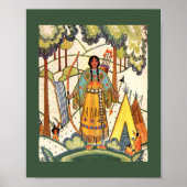  Native American Woman Village Forest Poster (Voorkant)