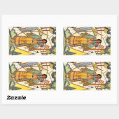  Native American Woman Village Forest Rechthoekige Sticker (Vel)
