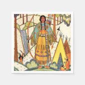  Native American Woman Village Forest Servet (Voorkant)