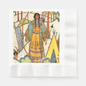  Native American Woman Village Forest Servet (Voorkant)