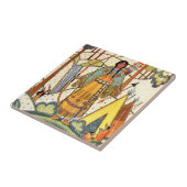 Native American Woman Village Forest Tegeltje (Zijkant)