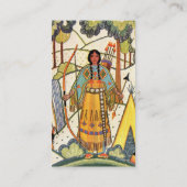 Native American Woman Village Forest Visitekaartje (Achterkant)