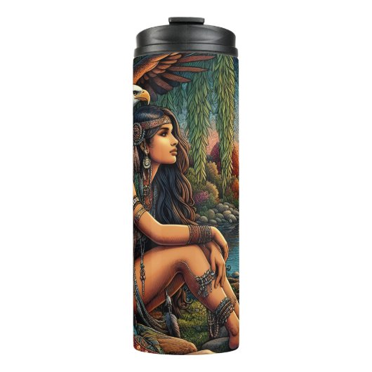 Native American Woman Watch beroemd gemaakt door D Thermosbeker (Voorkant)