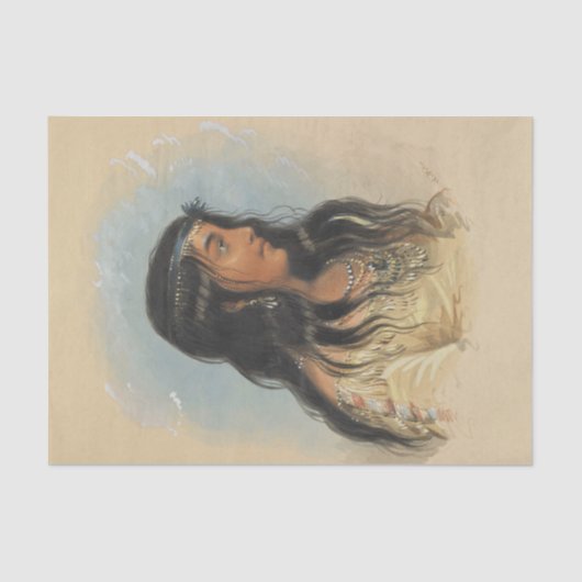 Native American Woman Waterverf Painting Tribe Tissuepapier (Voorkant)