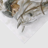 Native American Woman & White Horse Decoupage Tissuepapier (Detail)