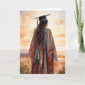 Native American Woman's Afstuderen Kaart (Voorkant)