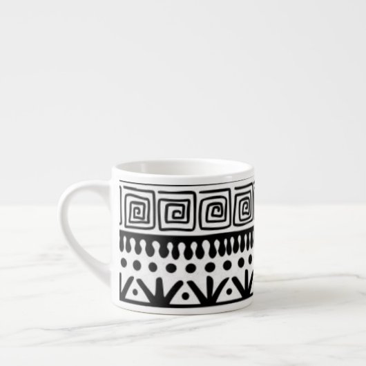 Native American Zuidwest Zwart Wit Modern Boho Espresso Kop (Links)