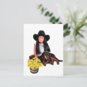 Native Amerikaans Meisje met Dachshund Briefkaart (Staand voorkant)