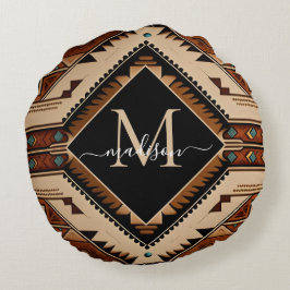 Native Amerikaans Patroon Indische cultuur Boho st Rond Kussen