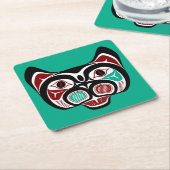 Native Amerikaans Rood Wit Zwart Haida Kat Kartonnen Onderzetters (Schuin)