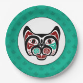 Native Amerikaans Rood Wit Zwart Haida Kat Papieren Bordje (Voorkant)