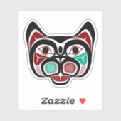 Native Amerikaans Rood Wit Zwart Haida Kat Sticker (Vel)