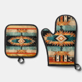 Native Amerikaans zuidwestelijk ontwerp gepersonal Ovenwant & Pannenlap Set (Voorkant)